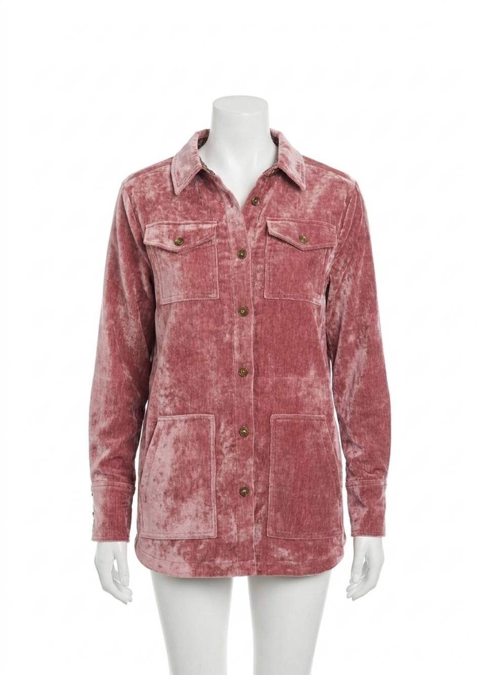 NEW FDJ long sleeve velvet shacket in rosewood